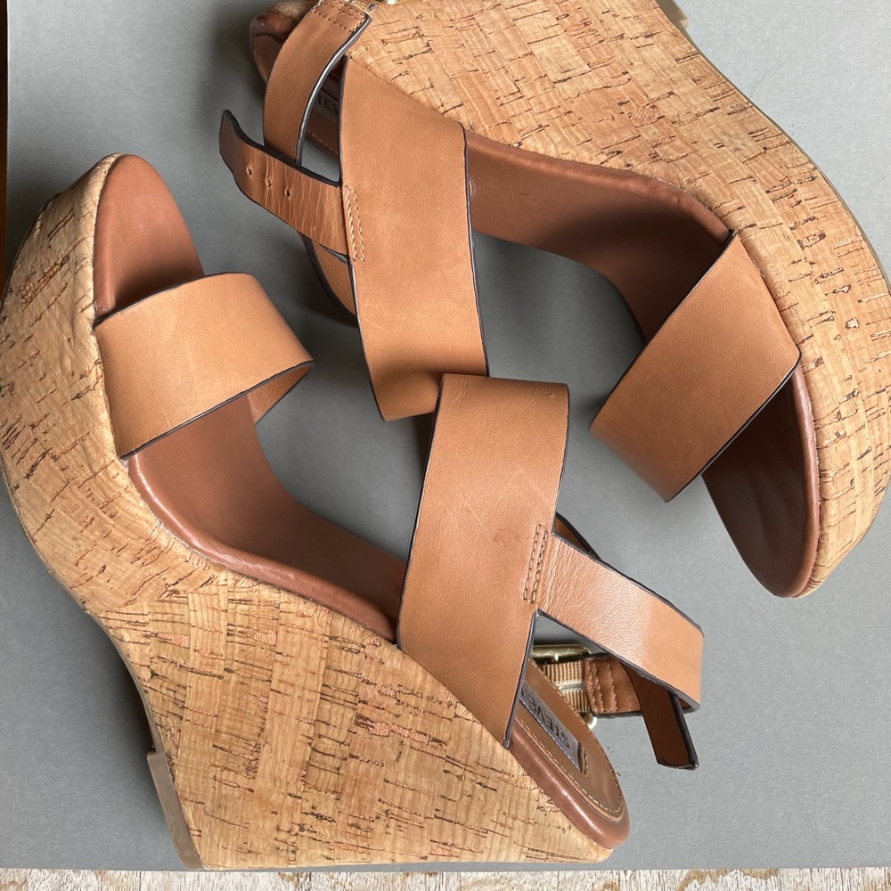 Steve Madden Tan Cork Wedge Sandals